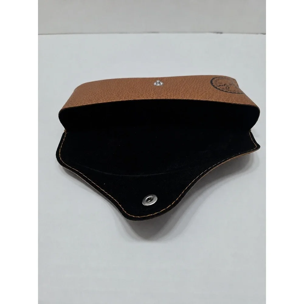 Ray-Ban Brown Leather Sunglasses Case with Black Microfiber Cleaning Cloth